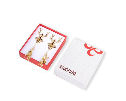 Затискачі для сосків LOCKINK SEVANDA Stag Adjustable Nipple Clamps, золотисті, зі знімними підвісками