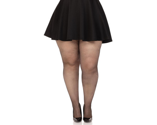 Колготки Leg Avenue Spandex micro net tights, 1X/2X, чорні, у дрібну сітку, середня посадка