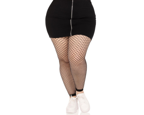 Колготки без стопи Leg Avenue Industrial Net footless tights, 1X/2X, чорні, в сітку