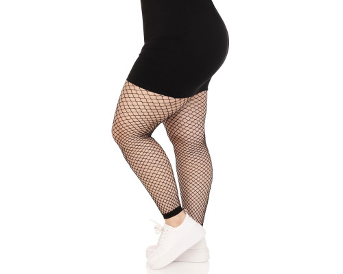 Колготки без стопи Leg Avenue Industrial Net footless tights, 1X/2X, чорні, в сітку