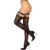 Панчохи Leg Avenue Thigh highs with garter top, One Size, чорні, з еластичними підв’язками на кільцях
