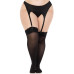 Панчохи Leg Avenue Lace top opaque thigh highs, 1X/2X, чорні, напівпрозорі, мереживна резинка
