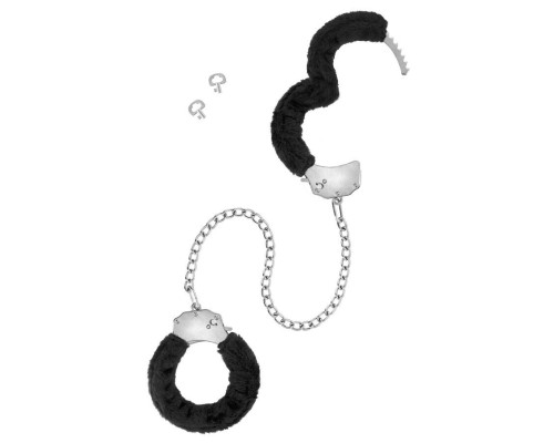 Металеві поножі з хутром Fetish Tentation Adjustable metal and fur ankle cuffs, 2 ключі