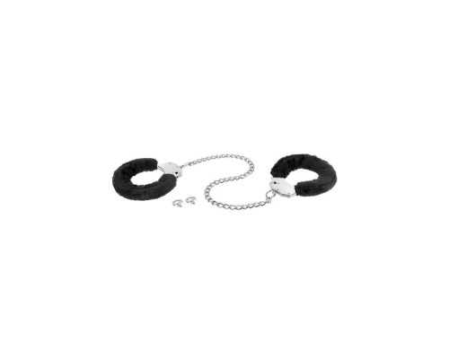 Металеві поножі з хутром Fetish Tentation Adjustable metal and fur ankle cuffs, 2 ключі