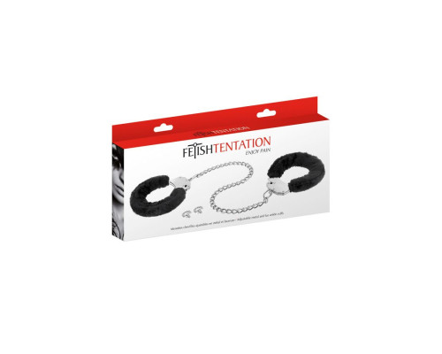 Металеві поножі з хутром Fetish Tentation Adjustable metal and fur ankle cuffs, 2 ключі