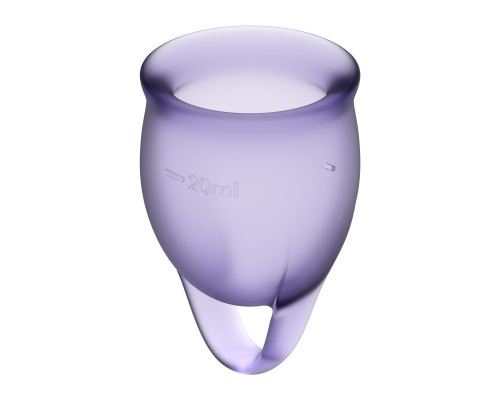 Набір менструальних чаш Satisfyer Feel Confident (lila), 15мл та 20мл, мішечок для зберігання