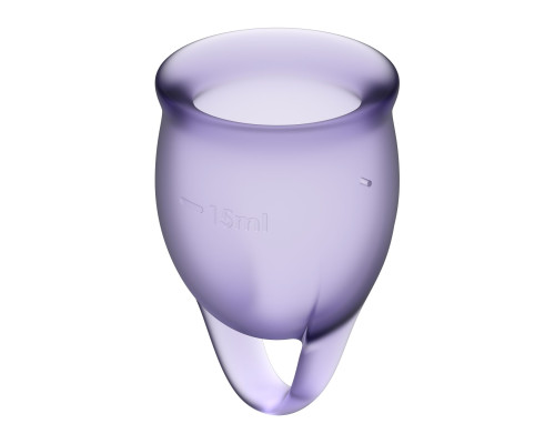 Набір менструальних чаш Satisfyer Feel Confident (lila), 15мл та 20мл, мішечок для зберігання