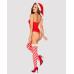 Тедді Obsessive Kissmas teddy, S/M, червоне, без бретелей, чокер, панчохи та шапка з помпоном у наборі