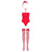Тедді Obsessive Kissmas teddy, S/M, червоне, без бретелей, чокер, панчохи та шапка з помпоном у наборі
