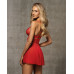 Бебі-дол Obsessive 838-BAB-3 babydoll & thong, L/XL, червоний, мереживний ліф, стрінги в комплекті