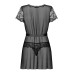 Пеньюар Obsessive Alluria peignoir & thong, L/XL, прозорий, з мереживом, пояс, трусики в комплекті