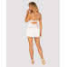 Сорочка Obsessive Amor Blanco underwire chemise & thong,L/XL, біла, мереживний ліф, стрінги в наборі