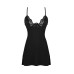 Сорочка Obsessive Bellastia chemise & thong, XS/S, непрозора, фігурне декольте, стрінги в наборі