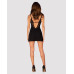Сорочка Obsessive Bellastia chemise & thong, M/L, непрозора, фігурне декольте, стрінги в наборі