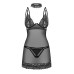 Сорочка Obsessive Donarella chemise & thong, M/L, мереживний ліф, чокер та стрінги в комплекті