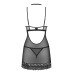 Сорочка Obsessive Donarella chemise & thong, M/L, мереживний ліф, чокер та стрінги в комплекті