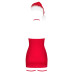 Новорічна сорочка Obsessive Kissmas chemise, S/M, червона, чокер, гартери та шапочка з помпоном
