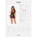 Сорочка Obsessive Norides chemise & thong, XS/S, обтисла, з мокрим ефектом, стрінги в комплекті