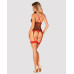 Корсет Obsessive Jollymore corset, XS/S, у клітинку, з мереживом, пажі для панчіх, стрінги в комплекті