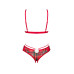 Комплект Obsessive Ms Merrilo 2-pcs set, XS/S, м’який бюстгальтер та трусики з доступом і з помпоном