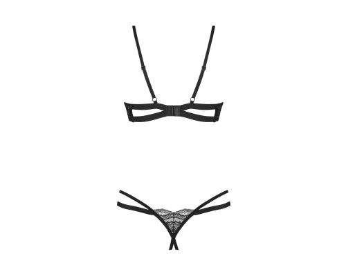 Комплект Obsessive Nutris 2-pcs crotchless set, XL/2XL, ліф з відкритими чашками, трусики з доступом