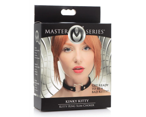 Чокер Master Series Kinky Kitty Ring Slim Choker - Black