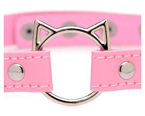 Чокер Master Series Kinky Kitty Ring Slim Choker - Pink
