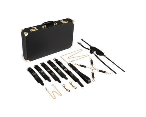 Набір для BDSM Bedroom Fantasies: Bondage Suitcase 13 Pcs - Cow Leather