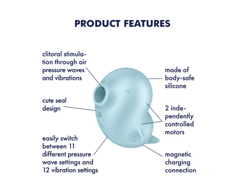 Вакуумний кліторальний стимулятор з вібрацією Satisfyer Sassy Seal, 2 незалежні мотори
