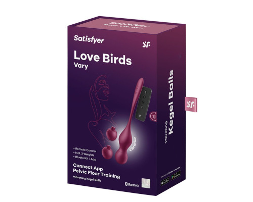 Смарт-вагінальні кульки з вібрацією Satisfyer Love Birds Vary Connect App, змінювана маса, пульт ДК