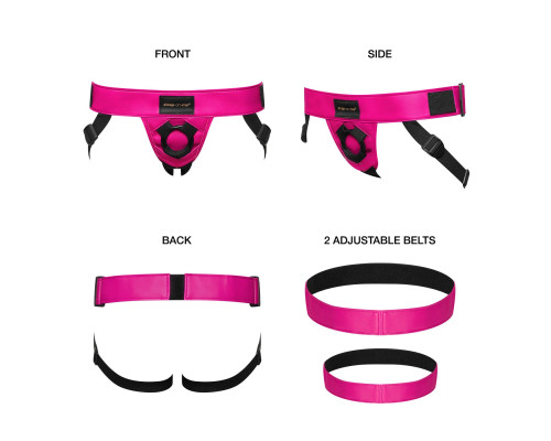 Трусы для страпона Strap-On-Me Leatherette Harness Curious  Fuchsia (мятая упаковка!!!)