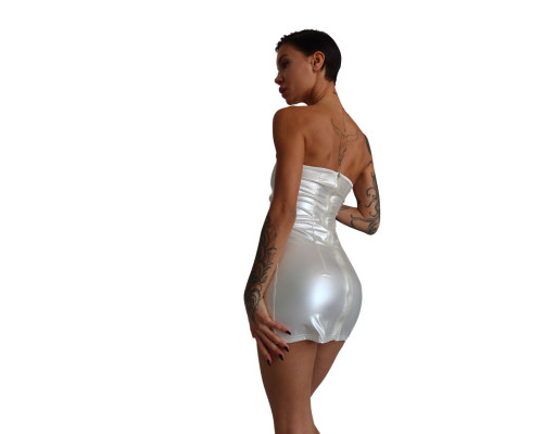 Мінісукня D&A, M, white, nylon-lycra відкриті плечі з блискавкою на всю довжину