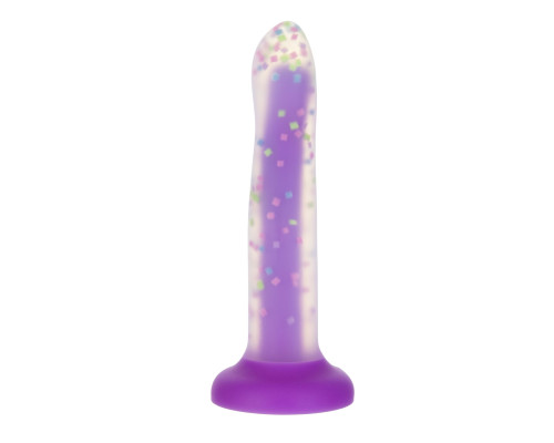 Фалоімітатор, що світиться в темряві, ADDICTION Rave 8″, Glow in the Dark Dildo Purple Confetti, 20,3 см