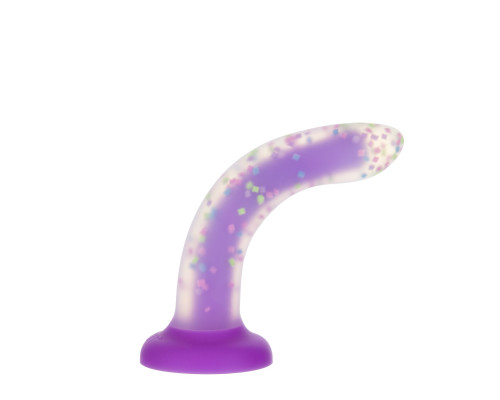 Фалоімітатор, що світиться в темряві, ADDICTION Rave 8″, Glow in the Dark Dildo Purple Confetti, 20,3 см