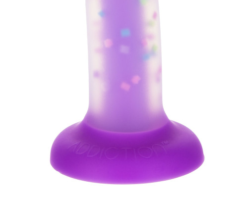 Фалоімітатор, що світиться в темряві, ADDICTION Rave 8″, Glow in the Dark Dildo Purple Confetti, 20,3 см