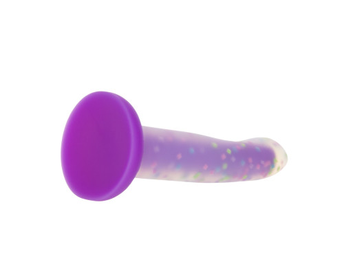 Фалоімітатор, що світиться в темряві, ADDICTION Rave 8″, Glow in the Dark Dildo Purple Confetti, 20,3 см