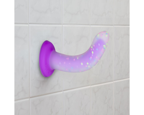 Фалоімітатор, що світиться в темряві, ADDICTION Rave 8″, Glow in the Dark Dildo Purple Confetti, 20,3 см