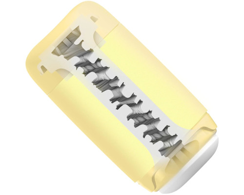 Мастурбатор TENGA PUFFY Custard Yellow, ультрам’який матеріал, багаторазовий, наскрізний