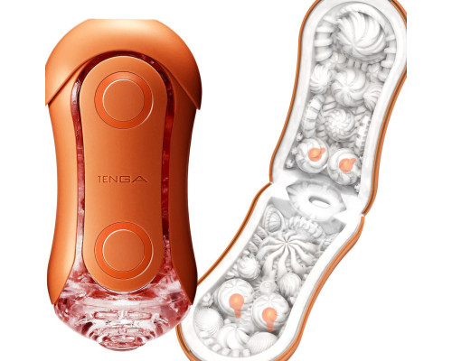 Мастурбатор Tenga Flip Orb — Sunset Orange, з можливістю зміни тиску та стимулювальними кульками всередині