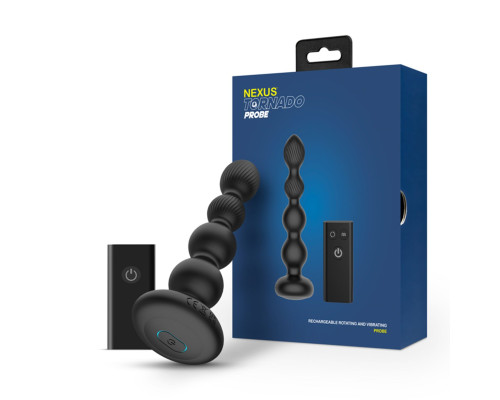 Анальний віброротатор Nexus Tornado Probe Edition, діаметр 3,5 см, вібрація + ротація, пульт ДУ