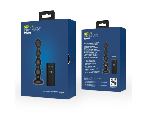 Анальний віброротатор Nexus Tornado Probe Edition, діаметр 3,5 см, вібрація + ротація, пульт ДУ