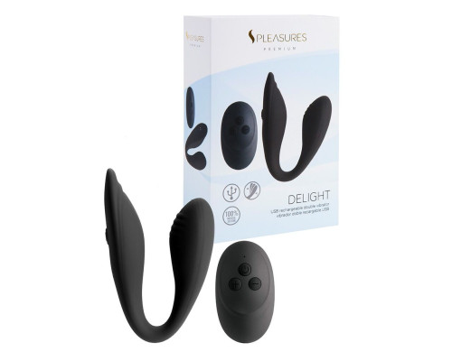 Подвійний вібратор S Pleasures Premium Delight, чорний, для клітора та точки G, 10 режимів