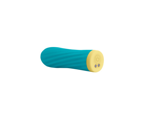 Віброкуля S Pleasures Bullets Twist & Shout Turquoise, бірюзова, ребриста поверхня, 10 режимів