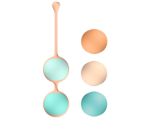 Вагінальні кульки Liebe Kewos — Peach/Mint, 5 кульок у комплекті, 15, 25, 35, 45 та 55 г