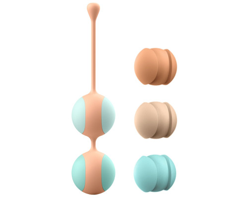 Вагінальні кульки Liebe Kewos — Peach/Mint, 5 кульок у комплекті, 15, 25, 35, 45 та 55 г