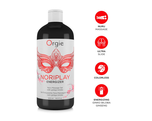 Гель для NURU-масажу Orgie – Noriplay Energizer (500 мл), екстракт гінкго білоба, захисне простирадло