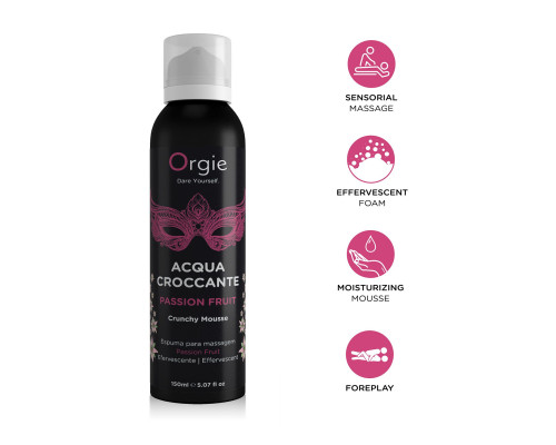 Масажна пінка Orgie – Acqua Croccante Passion Fruit (150 мл), ефект бульбашок, що лопаються