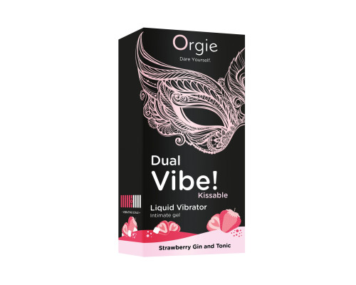 Рідкий вібратор Orgie Dual Vibe! Strawberry Gin & Tonic Kissable Liquid Vibrator, 15 мл