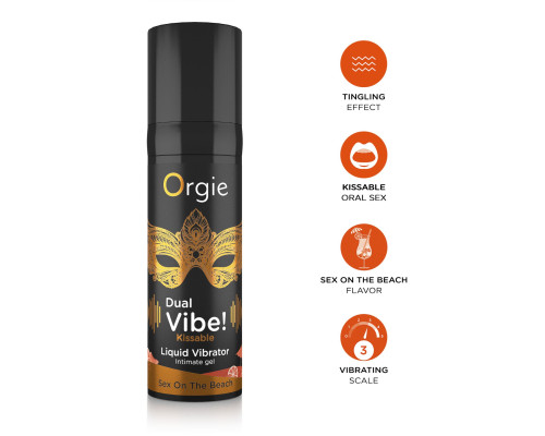 Рідкий вібратор Orgie Dual Vibe! Sex On The Beach Kissable Liquid Vibrator, 15 мл