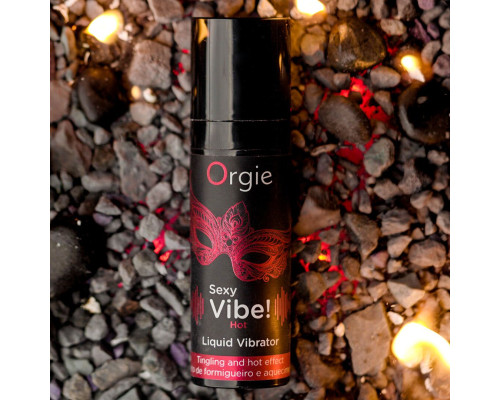 Рідкий вібратор Orgie Sexy Vibe! Hot, 15 мл, зігрівальний, дуже потужний, зі смаком полуниці